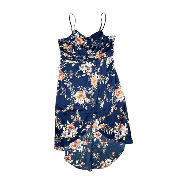 Lulus My Favorite Day Womens Navy Blue Flora Print Tulipl Wrap Midi Dress XXL - Picture 3 of 15